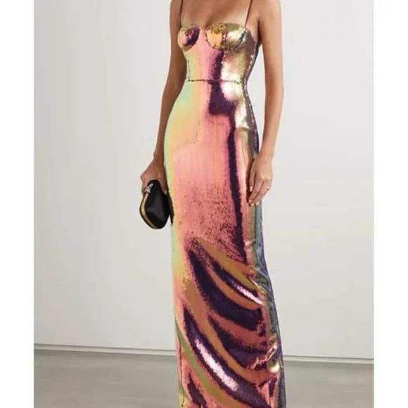 Alex Perry Women's Pink Ford Sequined Voile Gown - Picture 6 of 7